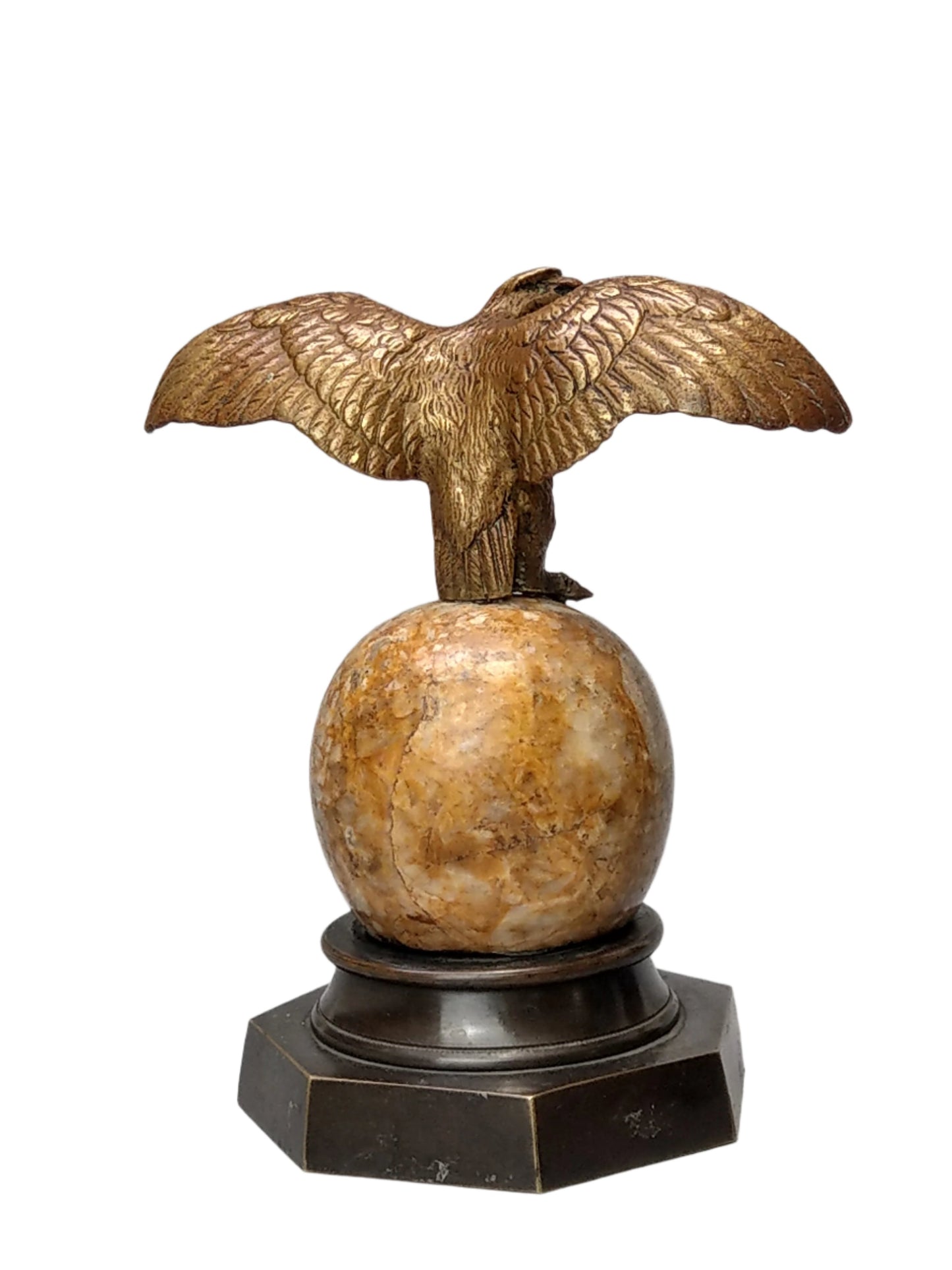 Antique Bronze Eagle on marble Globe Paperwight