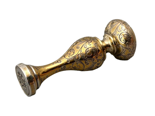 Antique Desk Wax Seal Monogram M C Gold Gilt on silver by Foehr Eduard Stuttgart