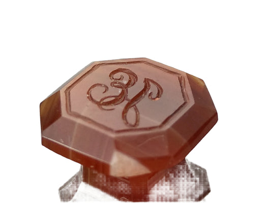 Antique small agate wax seal with monogram J.E