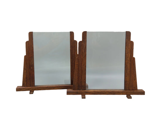 Pair of Art Deco Large Photograph Frames in Dark Oak Wood with Glass