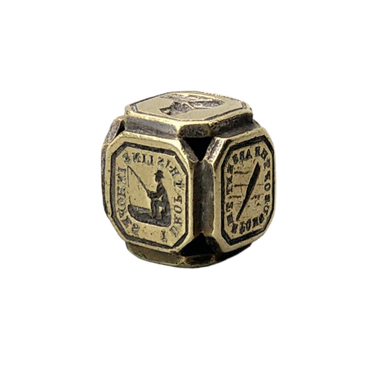 Victorian Brass Cube Dice Seal with Mottos