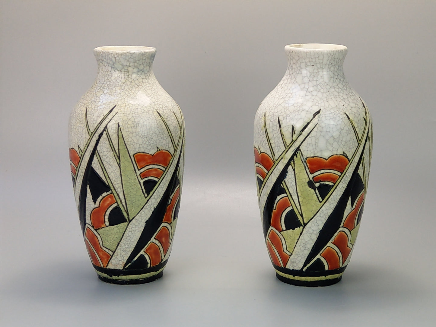 Belgium Art Deco Pair of Charles Catteau Boch Freres Pottery vases