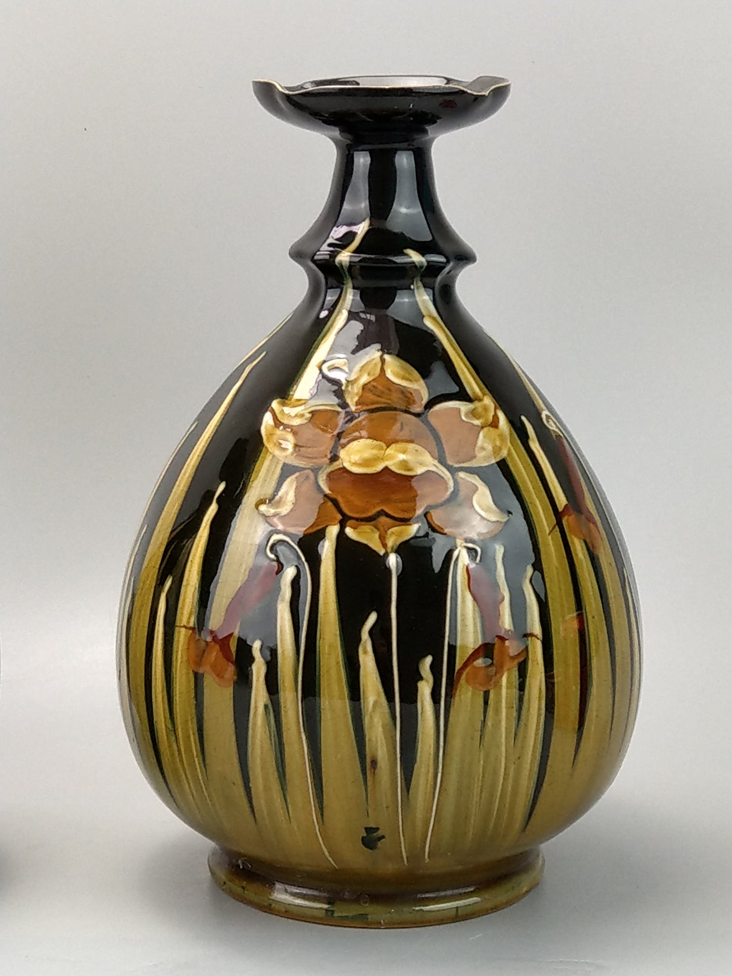 Pair of Art Nouveau pottery vases with Daffodils