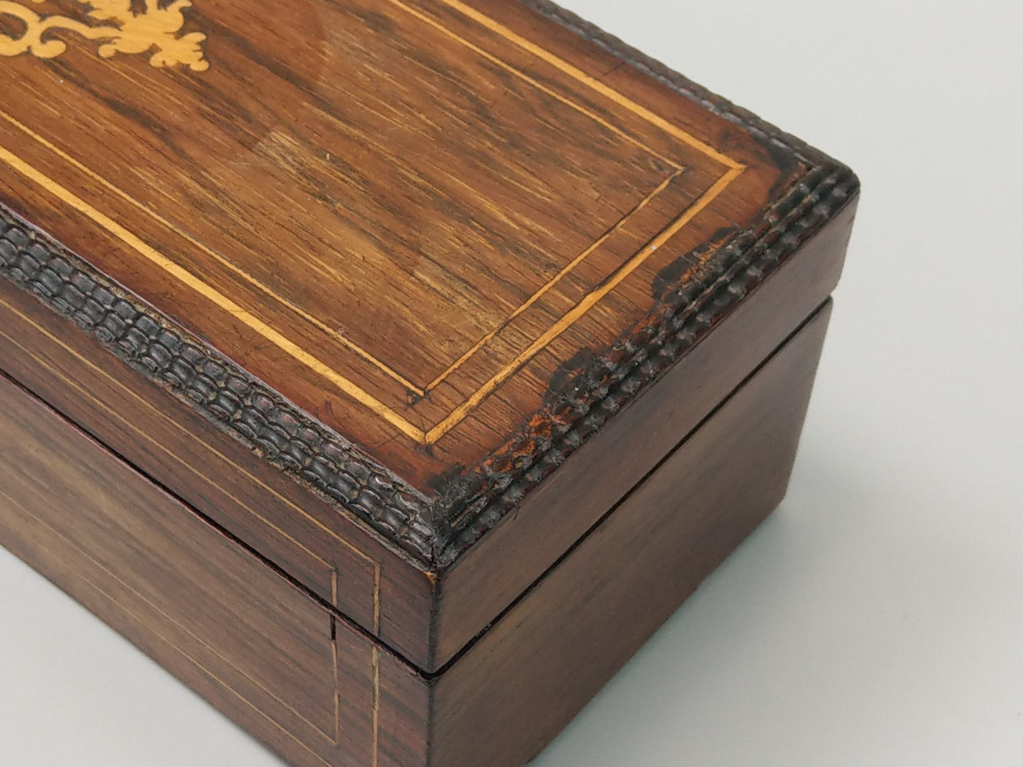 Antique Rosewood Glove Box with inlaid top