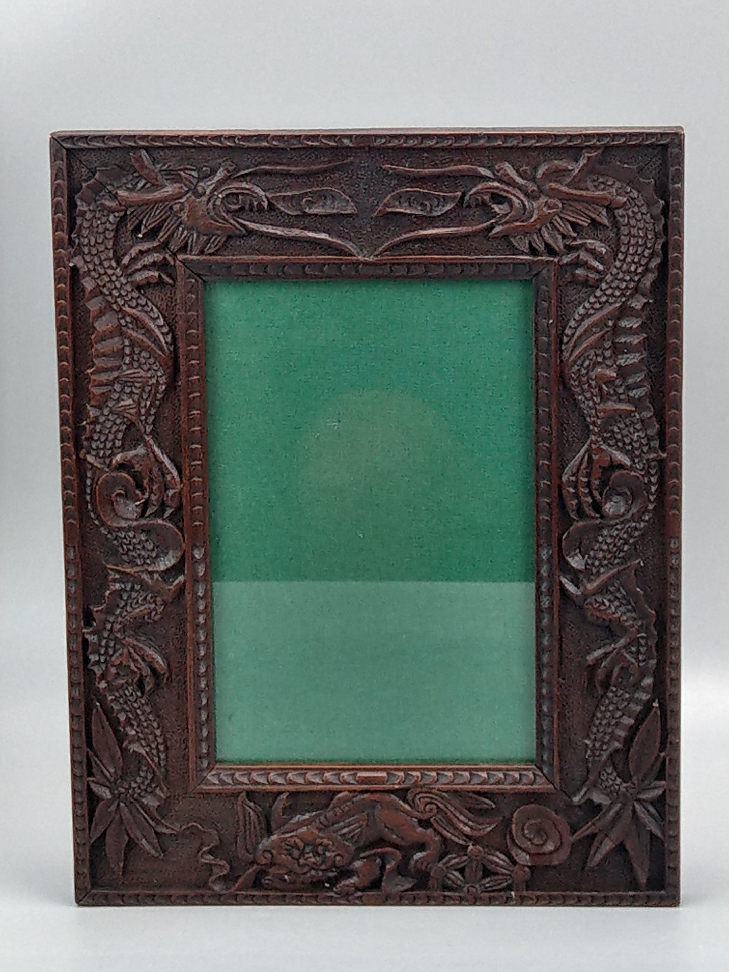 Chinese Photo Frame Carved wood with Dragons and Quilin c1900s