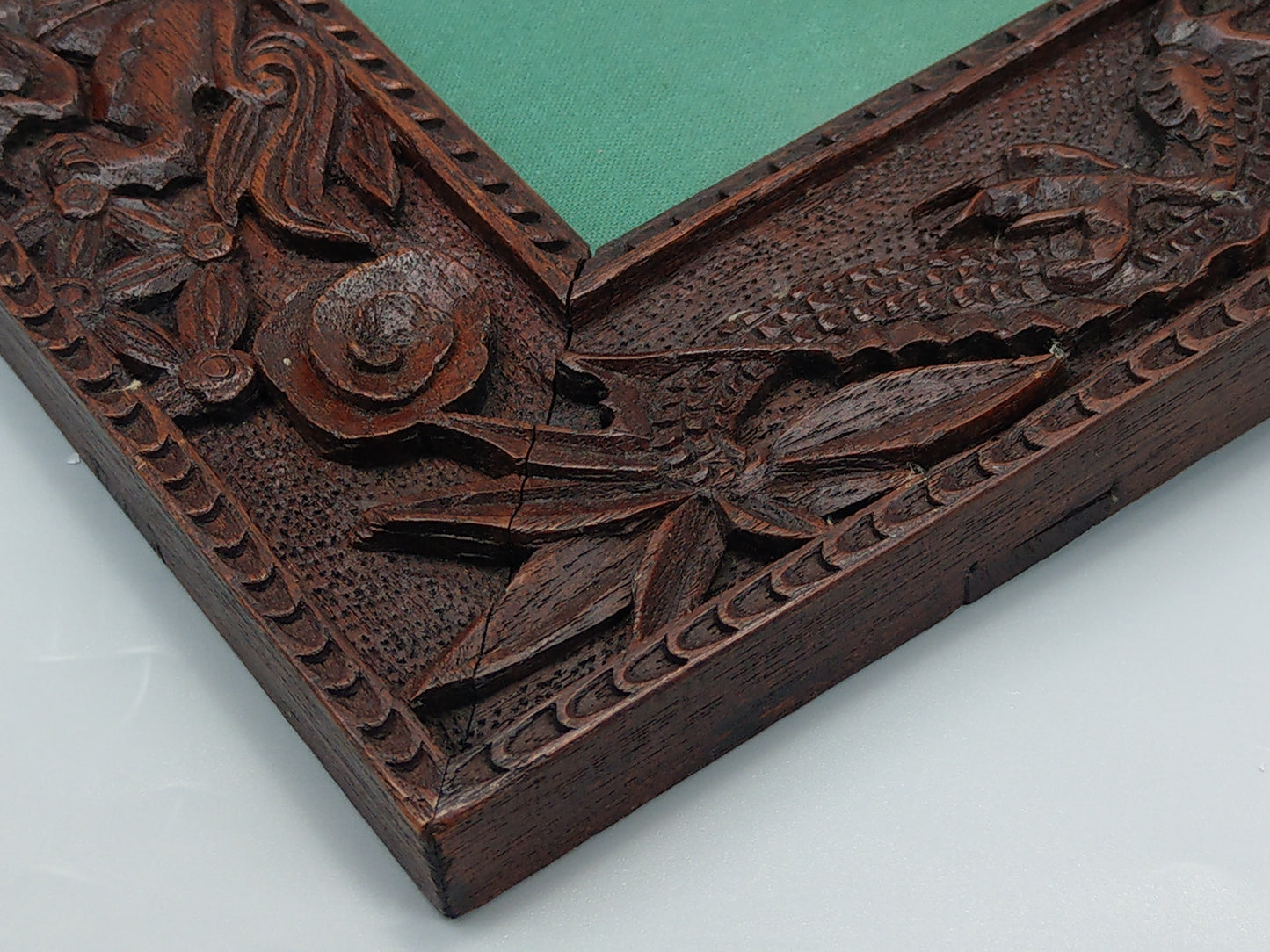 Chinese Photo Frame Carved wood with Dragons and Quilin c1900s
