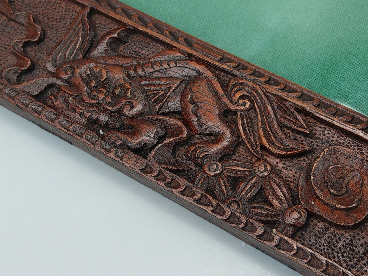 Chinese Photo Frame Carved wood with Dragons and Quilin c1900s