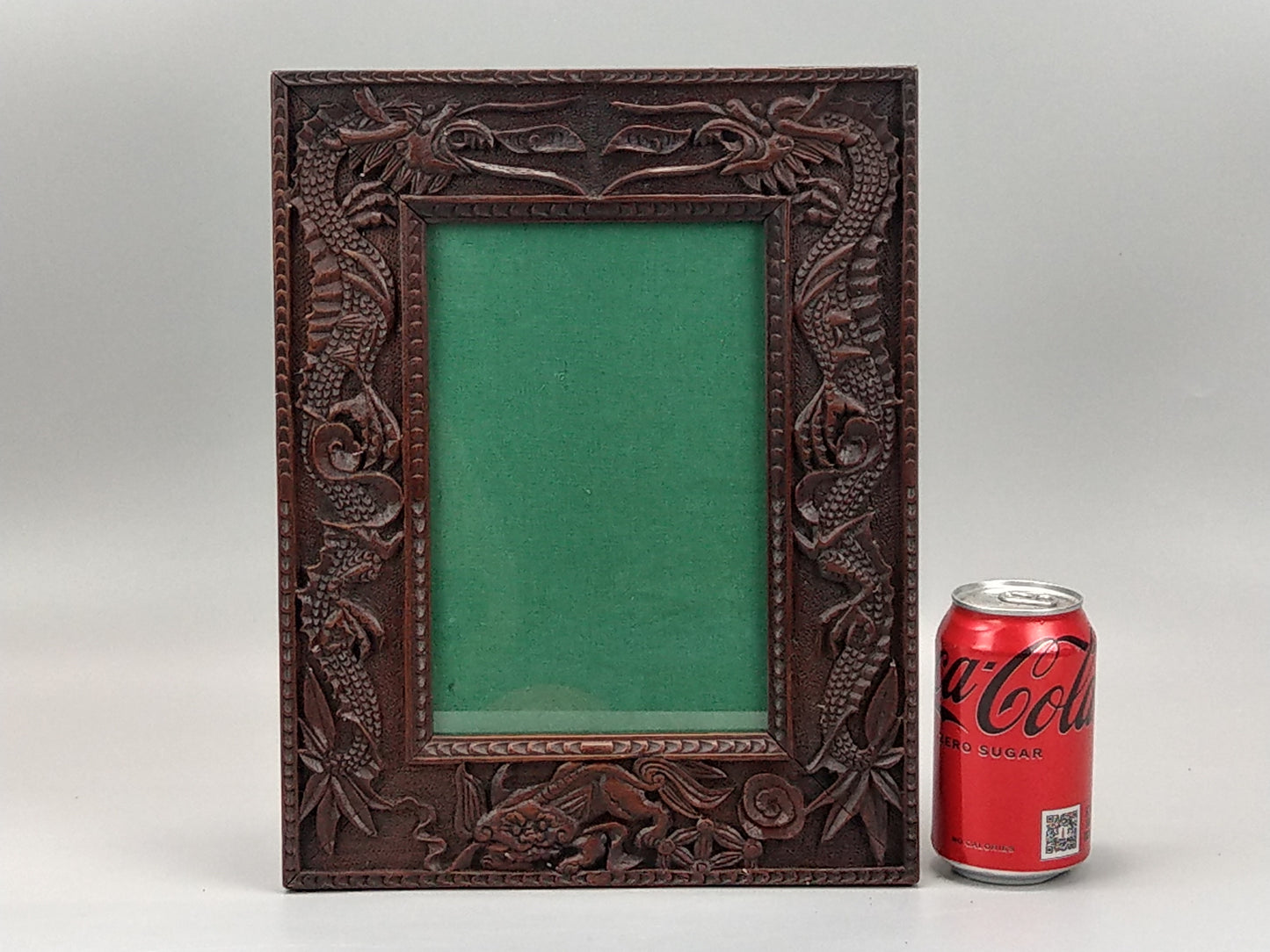 Chinese Photo Frame Carved wood with Dragons and Quilin c1900s