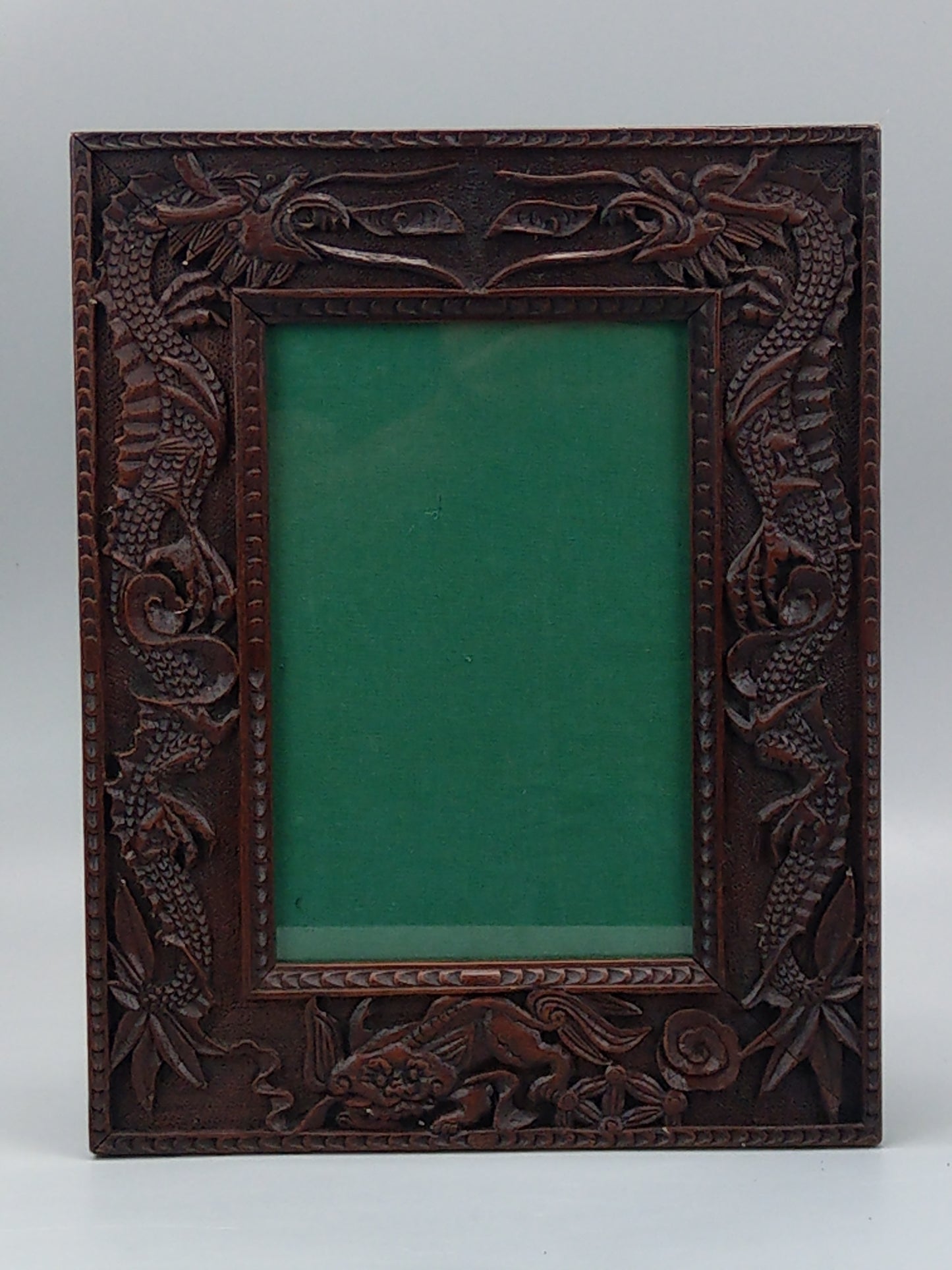 Chinese Photo Frame Carved wood with Dragons and Quilin c1900s