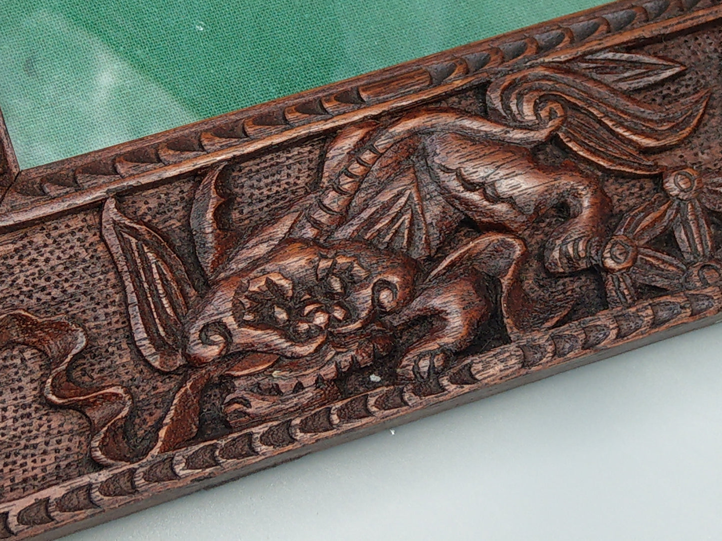 Chinese Photo Frame Carved wood with Dragons and Quilin c1900s