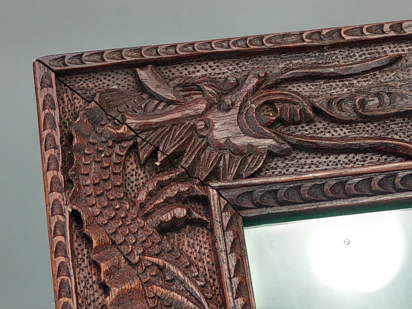 Chinese Photo Frame Carved wood with Dragons and Quilin c1900s