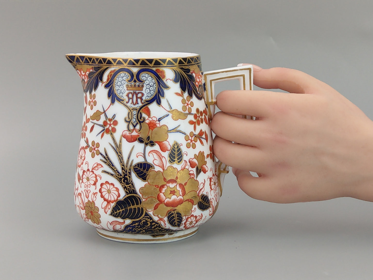 Imari Royal Crown Derby milk jug, King pattern, c. 1820, retail stamp Messrs Daniell, London