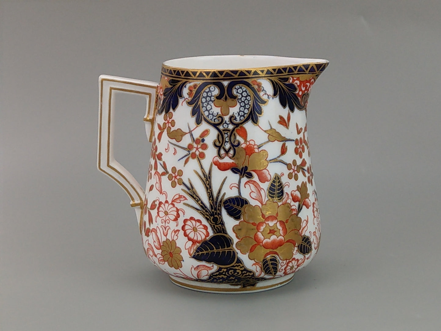 Imari Royal Crown Derby milk jug, King pattern, c. 1820, retail stamp Messrs Daniell, London