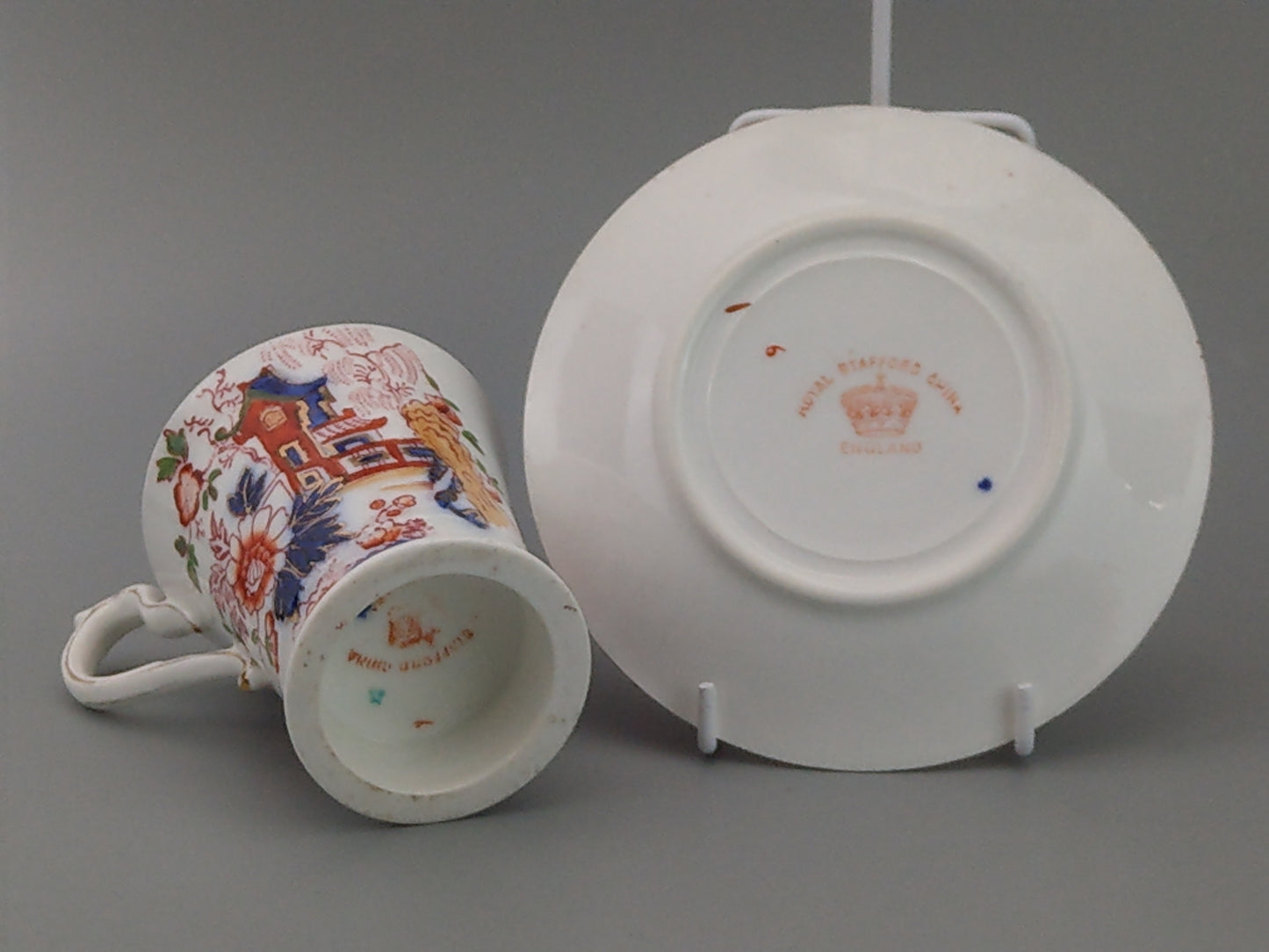 Chocolate Cup and Saucer Pagoda with High Handle by Royal Stafford China