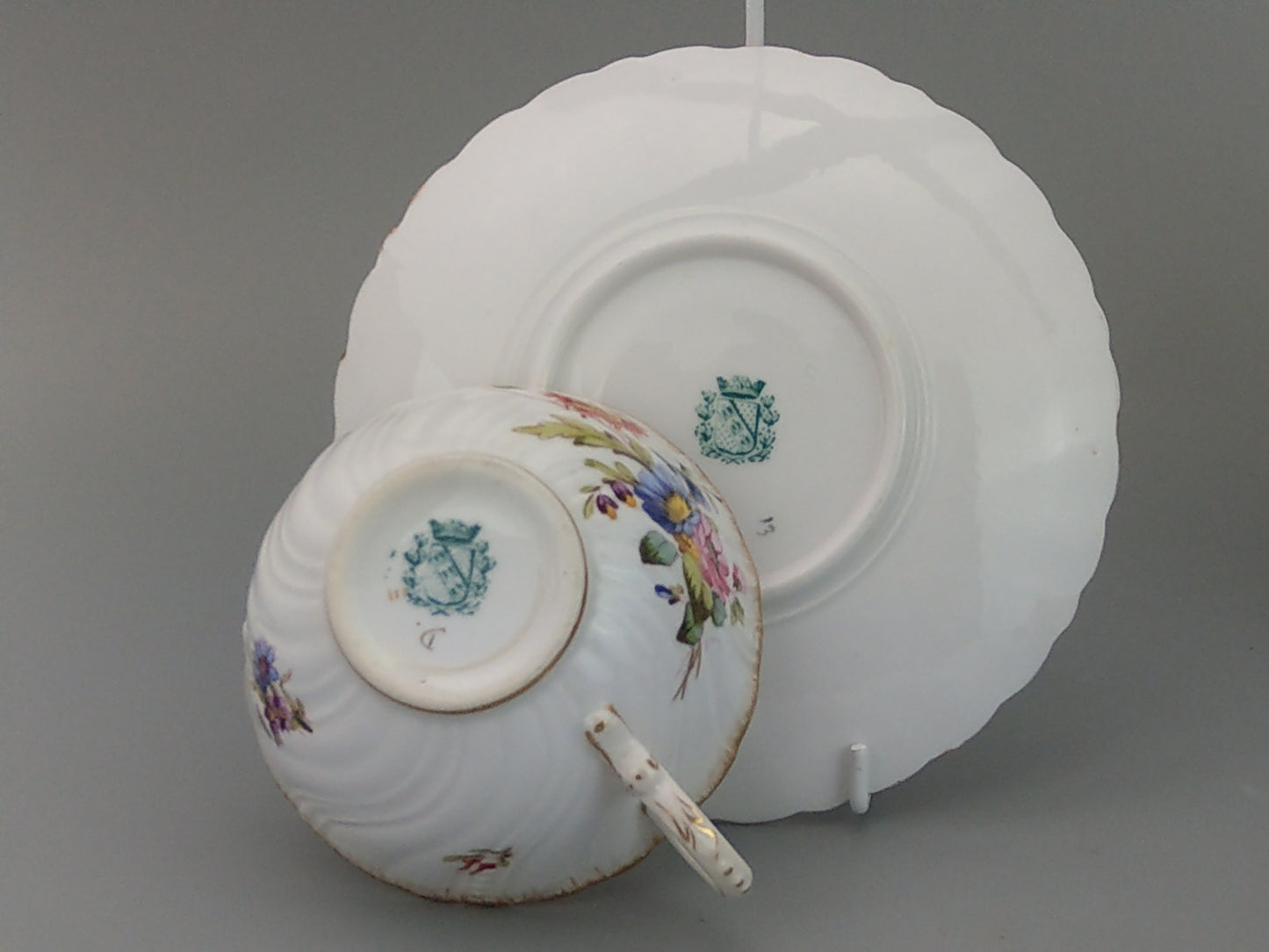 Hand-decorated Teacup and Saucer Utzschneider and Cie Sarreguemines