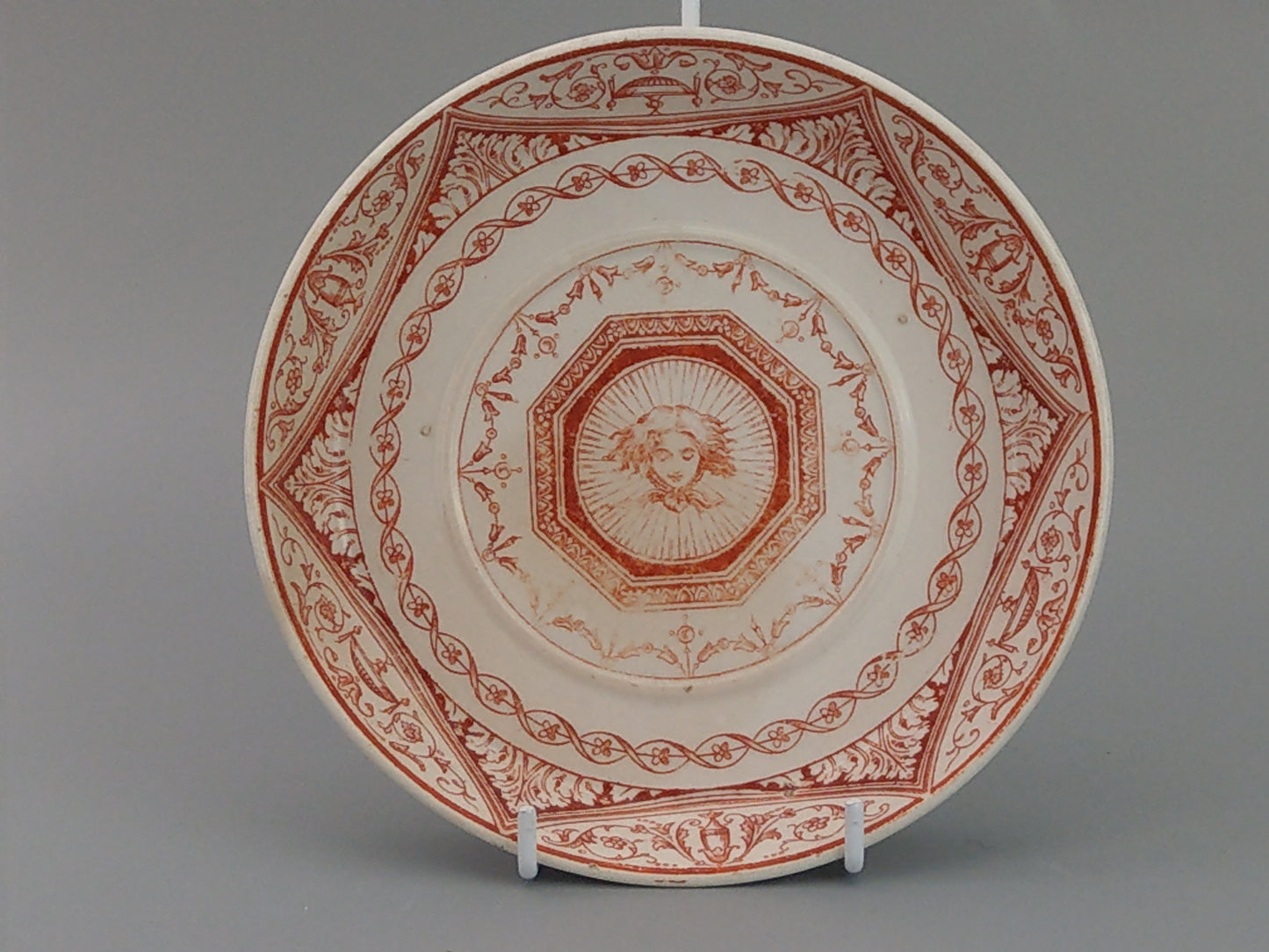 Large Breakfast Cup and saucer by Minton Holland pattern in red Aesthetic Movement