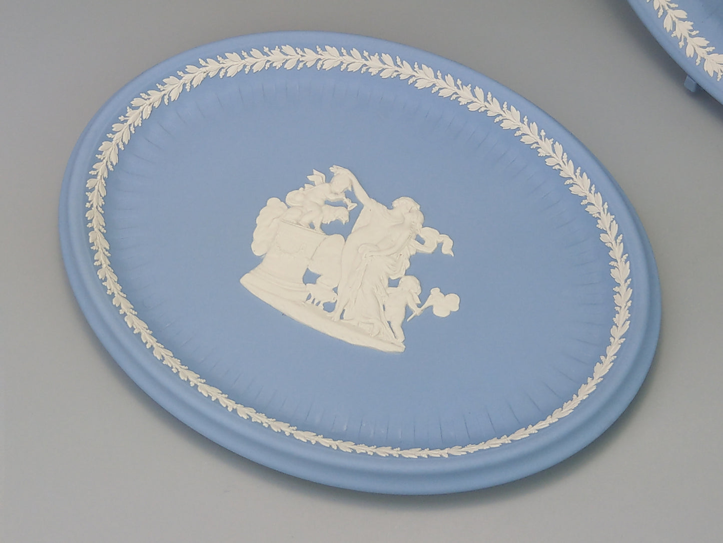 Blue Owal tray Jasperware Wedgwood Greek scenes