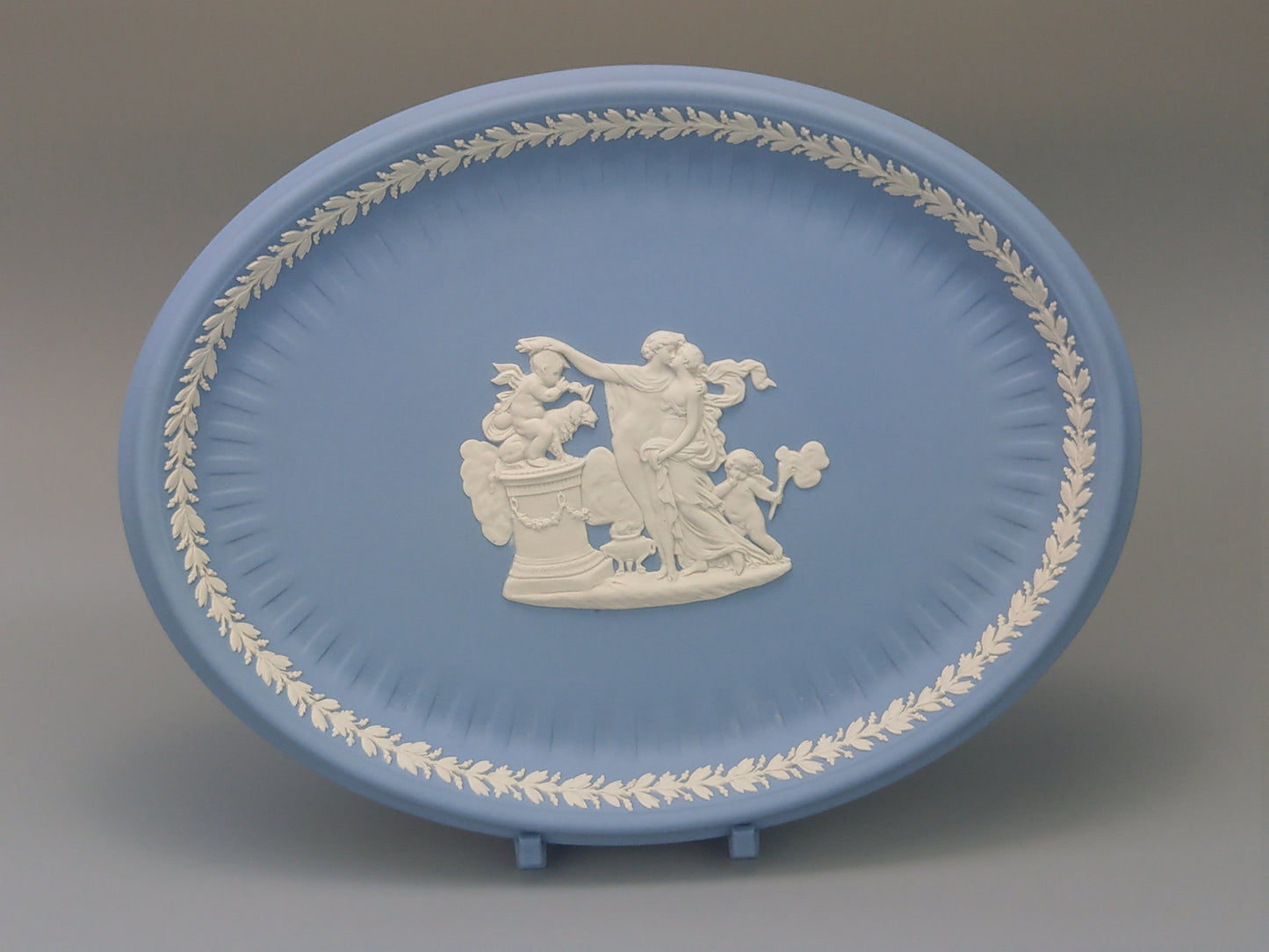 Blue Owal tray Jasperware Wedgwood Greek scenes