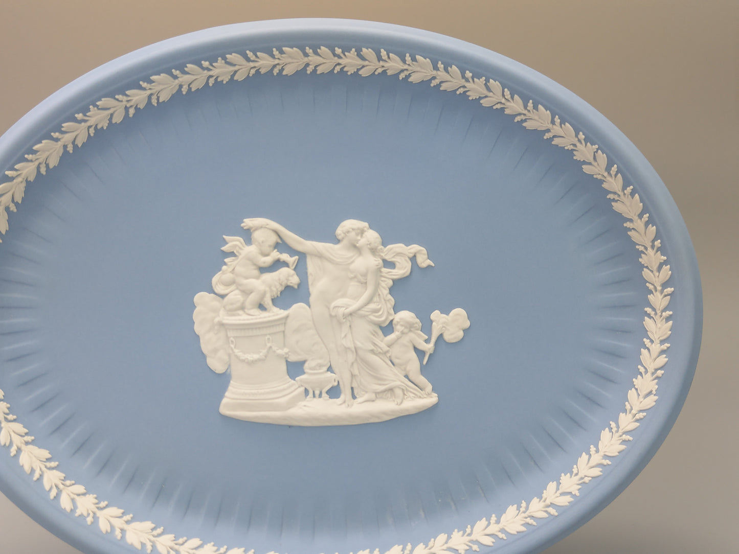Blue Owal tray Jasperware Wedgwood Greek scenes