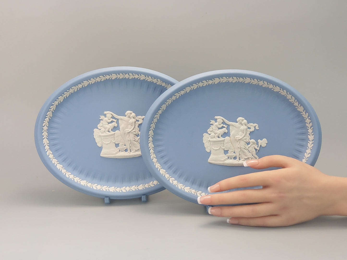 Blue Owal tray Jasperware Wedgwood Greek scenes