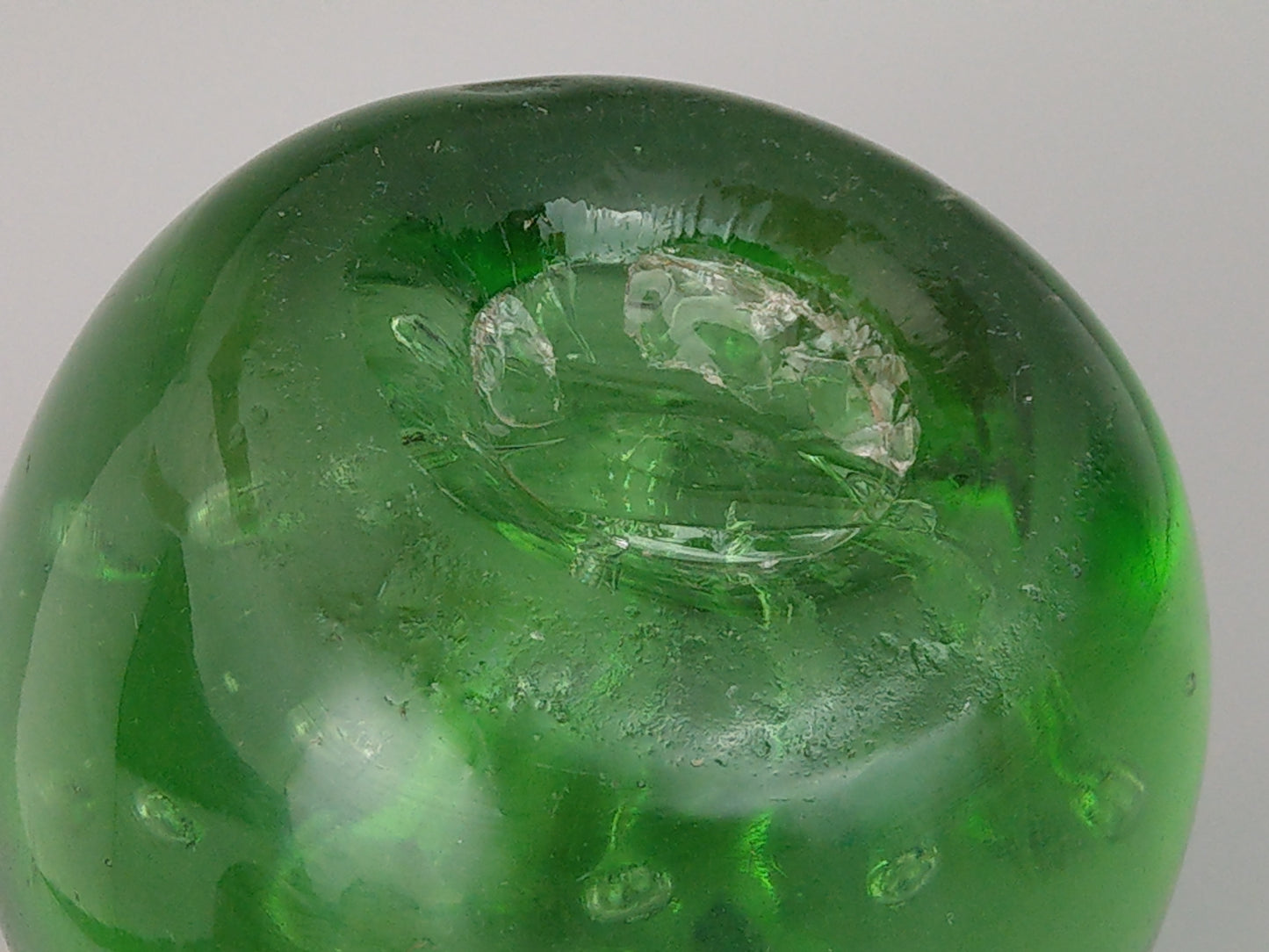 Antique Large Green dump paperweight controlled bubble and mushroom