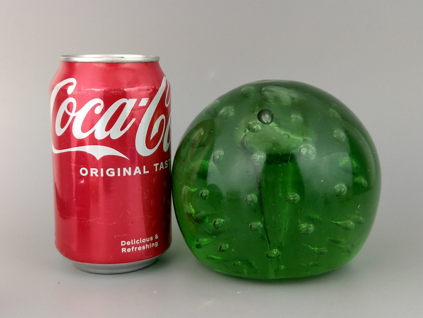 Antique Large Green dump paperweight controlled bubble and mushroom