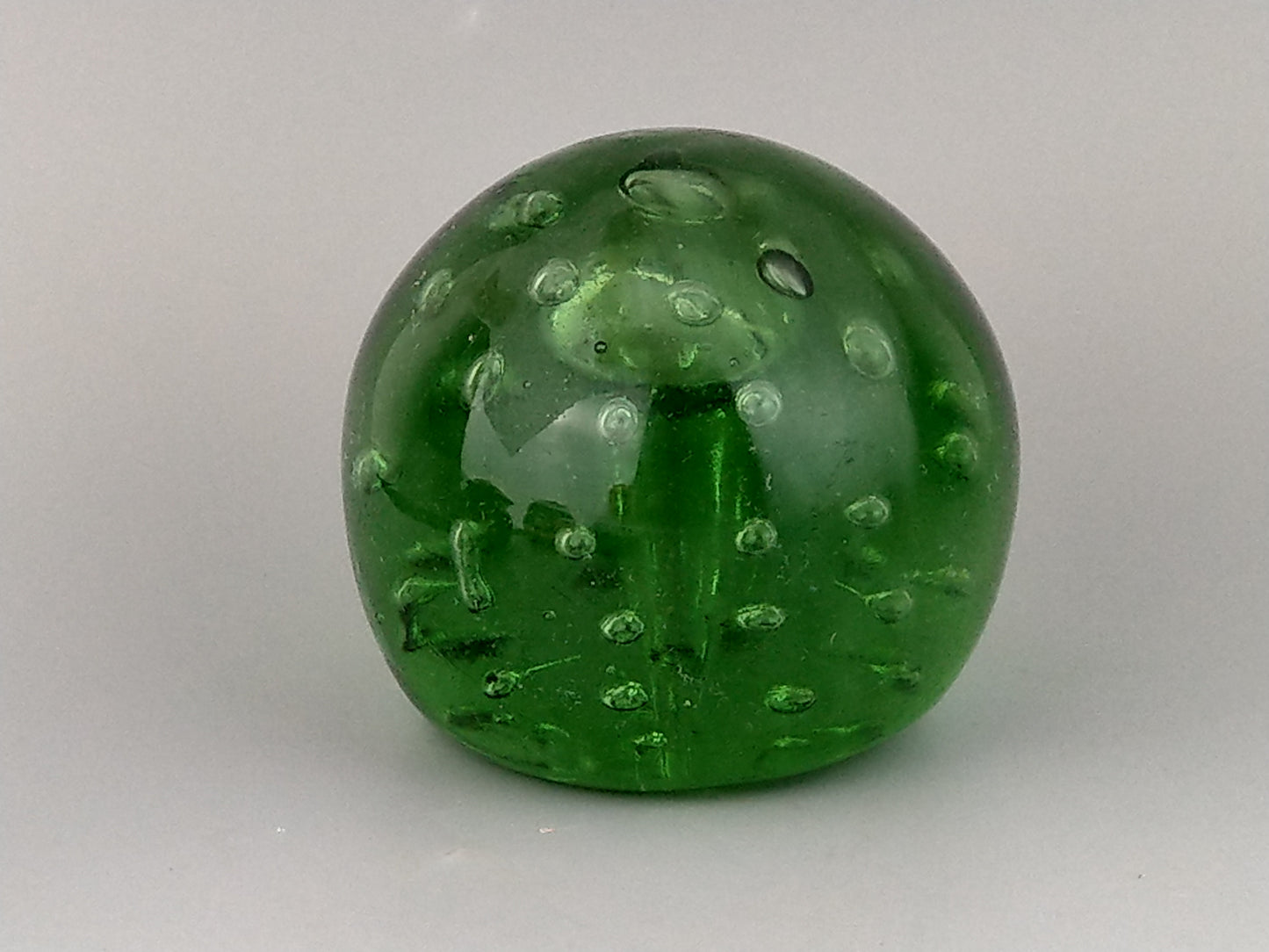 Antique Large Green dump paperweight controlled bubble and mushroom