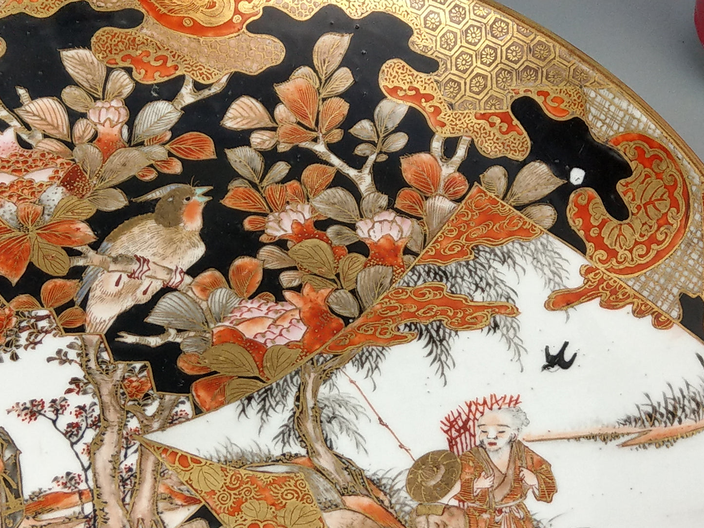 Japanese Satsuma Porcelain Plate Signed Kutani Meiji c1900 Signed on the back Kutani ( 15th District)