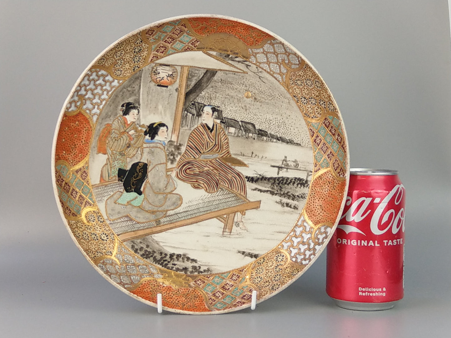 Japanese Satsuma Porcelain Plate with Aya-Gozen Meiji c1900