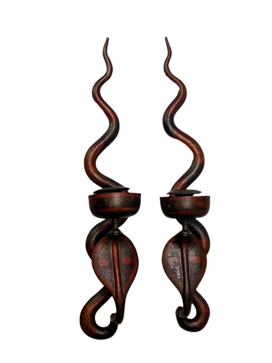 Antique Brass Enamelled cobra wall sconce,