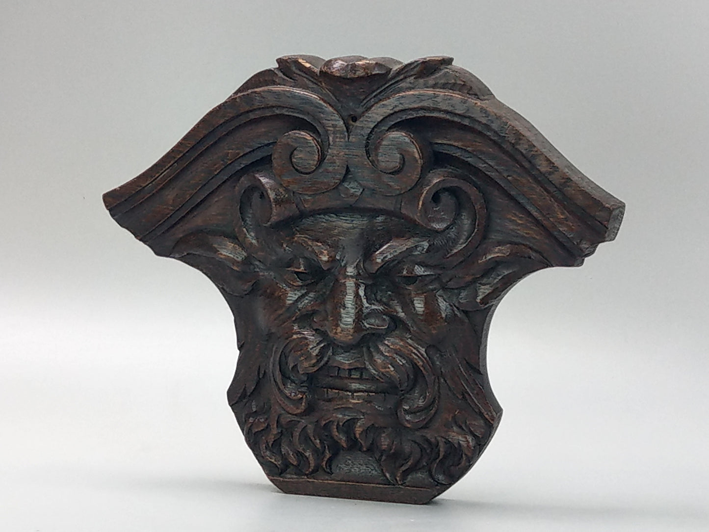 Arts Craft Carved Oak Green Man wood plaque