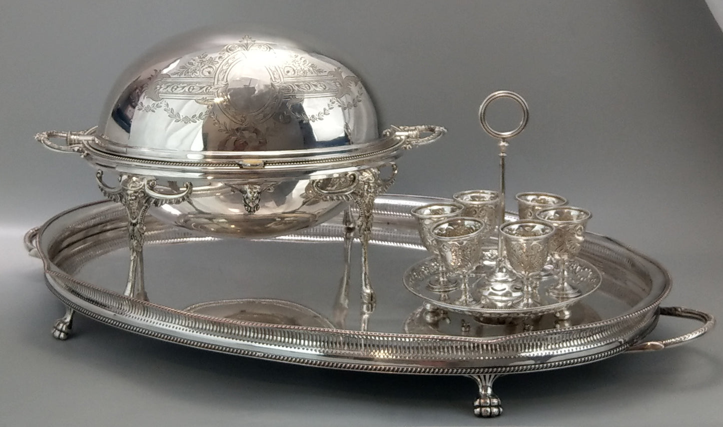 Antique Silver-Plated Egg Cruet by Martin Hall & Co, c.1880