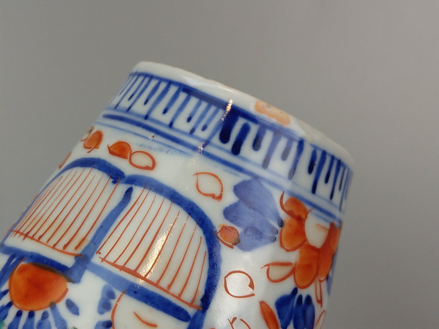 Antique Imari Japanese vase Floral with cartouche