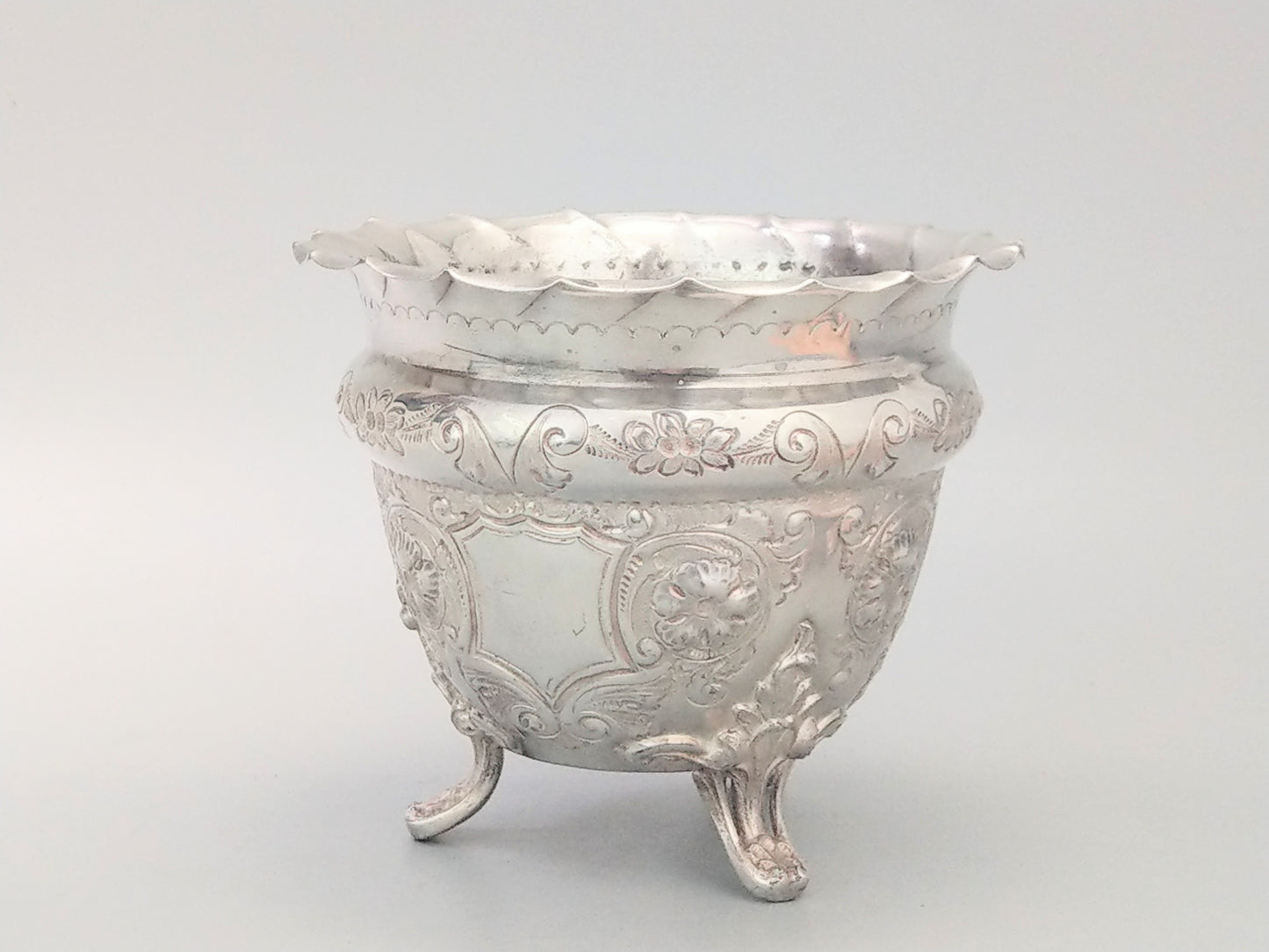 Antique Flower Cachepot on Feet Silver Plate by Maxfield & Son