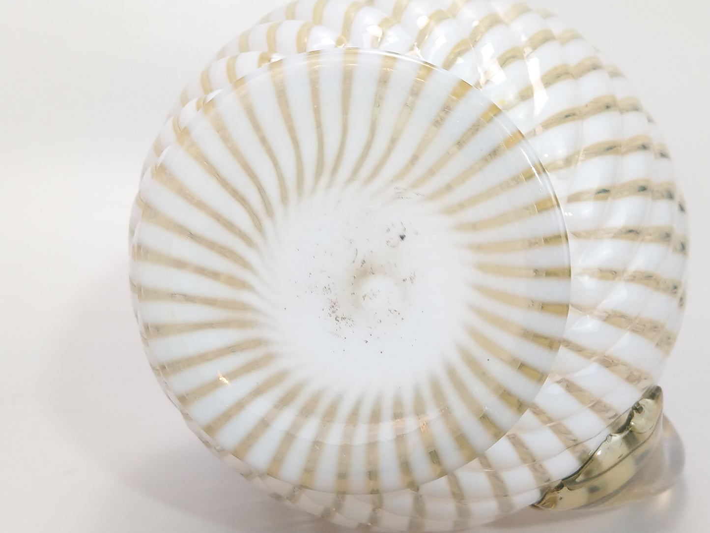 Vaseline Opalescent Glass Pitcher Reverse Swirl Buckeye No. 528