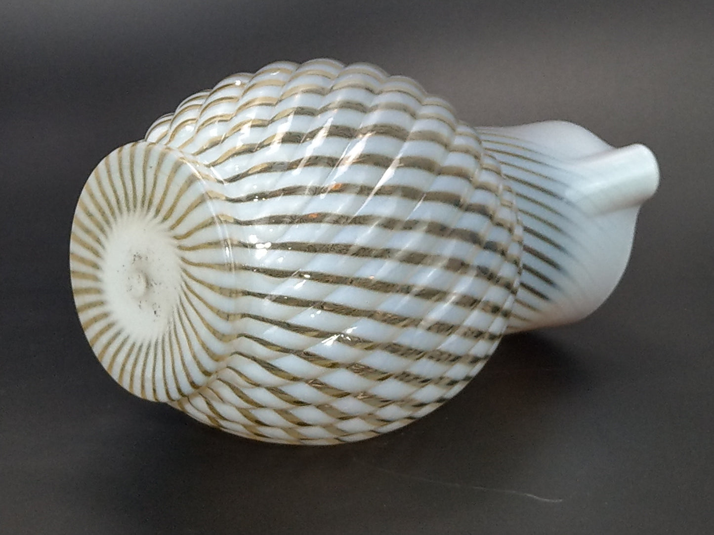 Vaseline Opalescent Glass Pitcher Reverse Swirl Buckeye No. 528