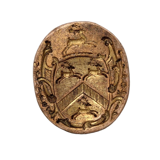 Gilt Fob Seal Pendant, Rogers Family Crest with Shield and Deer, c. 1770