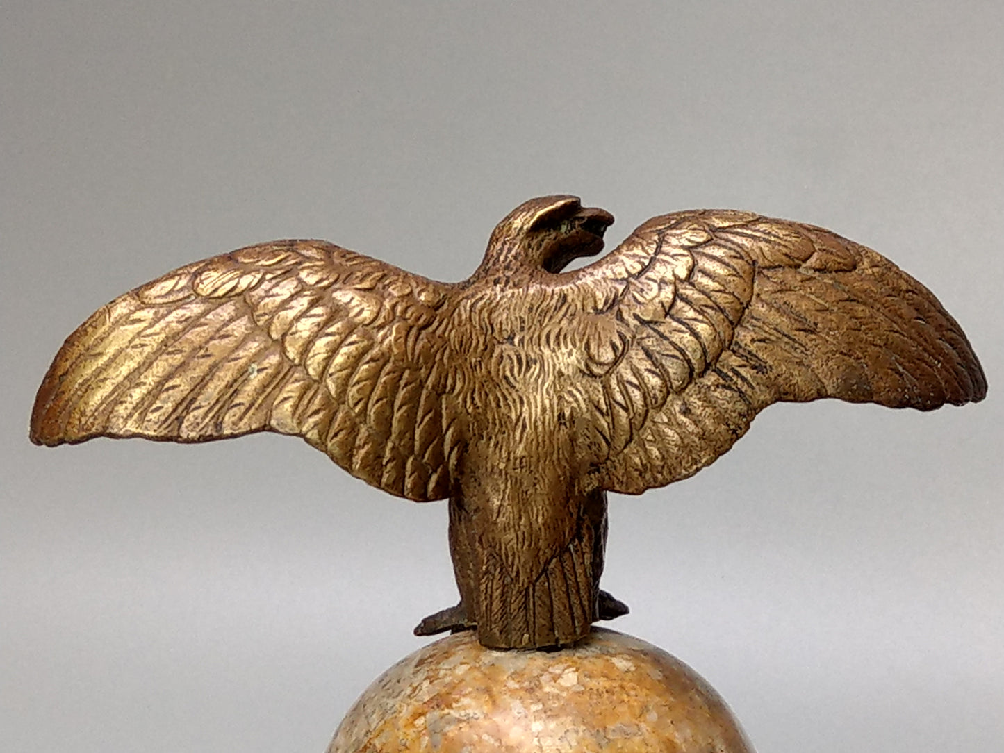 Antique Bronze Eagle on Marble Globe Paperweight