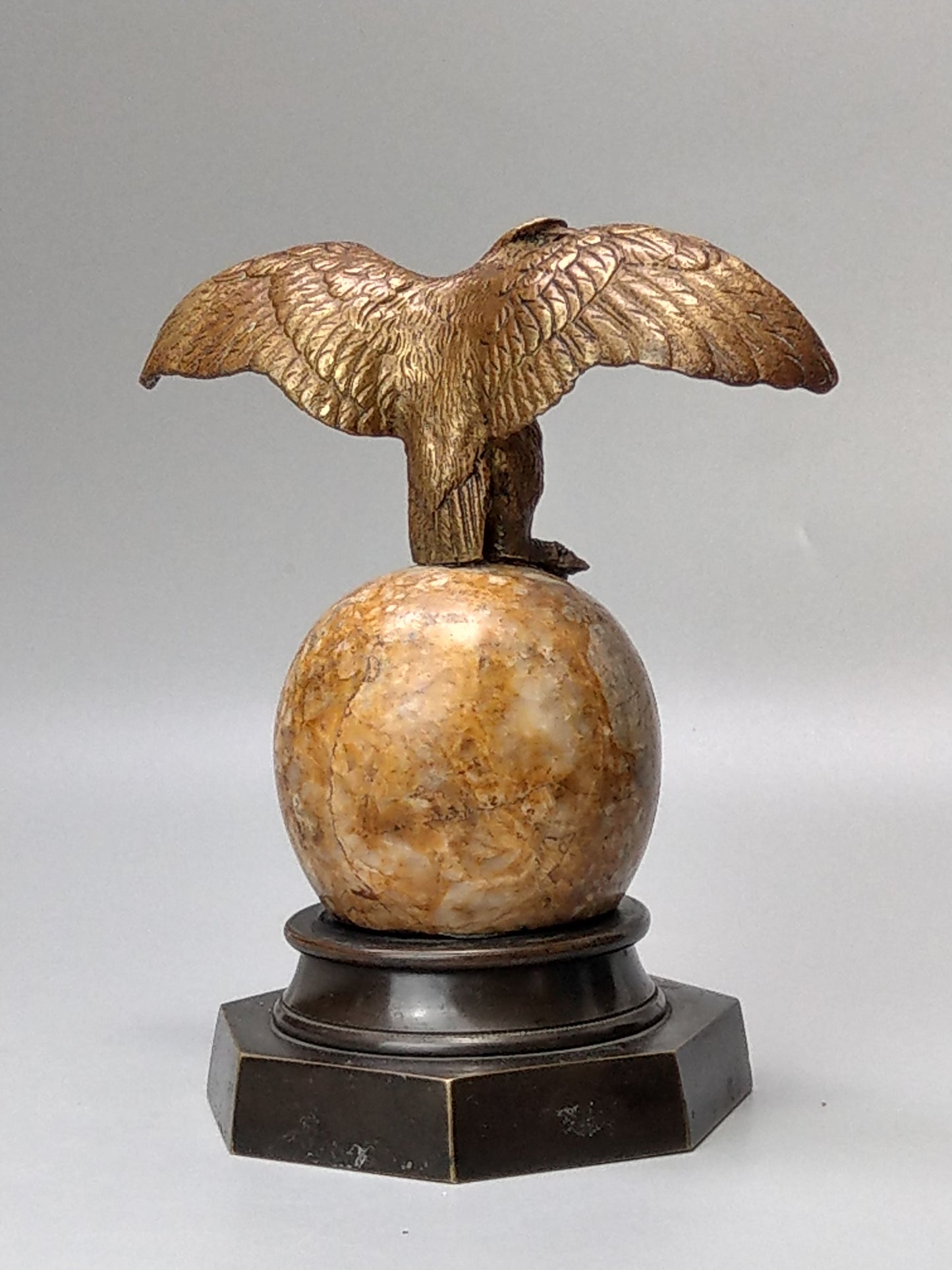 Antique Bronze Eagle on Marble Globe Paperweight