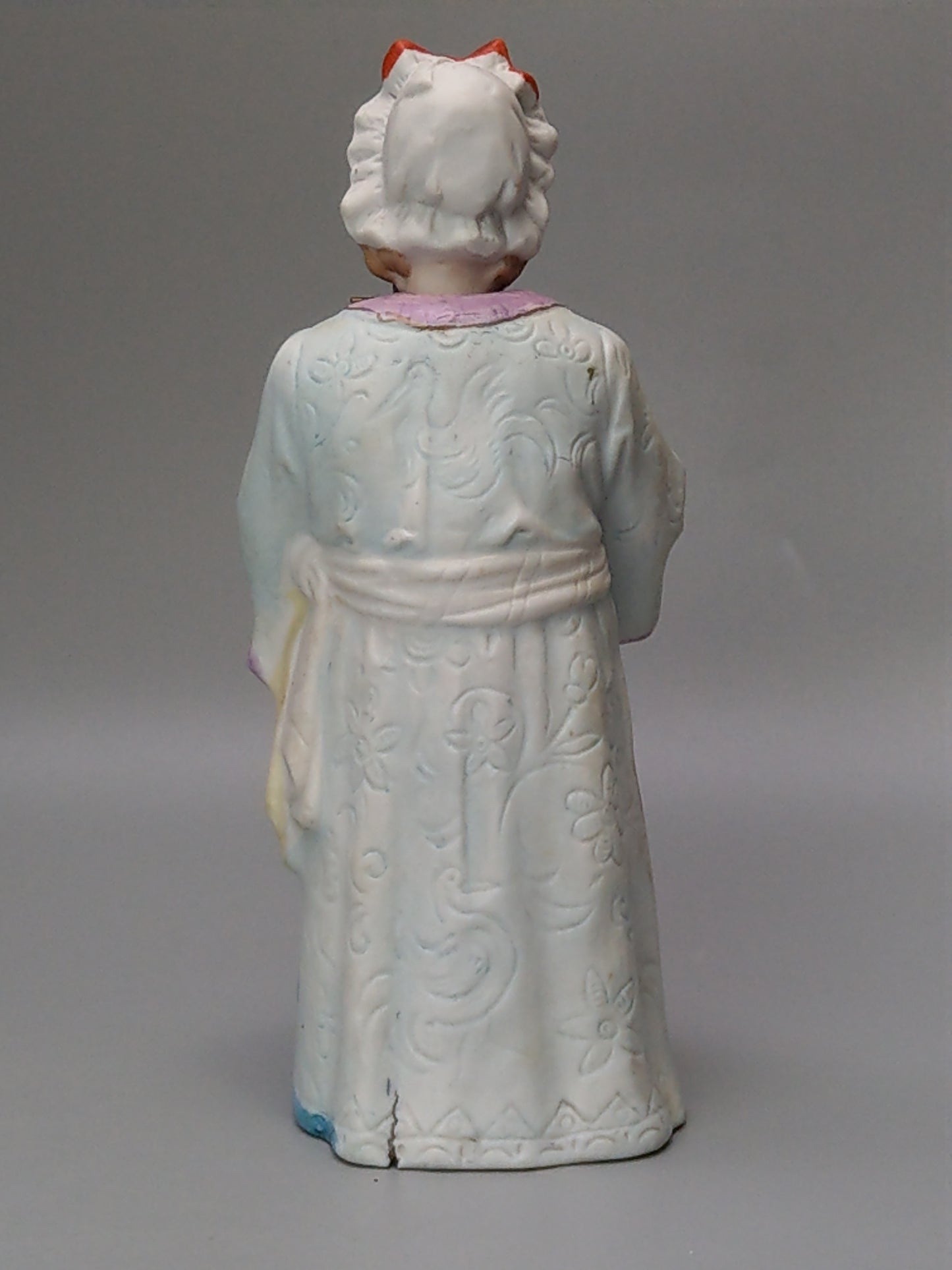 Nodding Head Figurine Granny with Grandson, Double Head, German Bisque Porcelain
