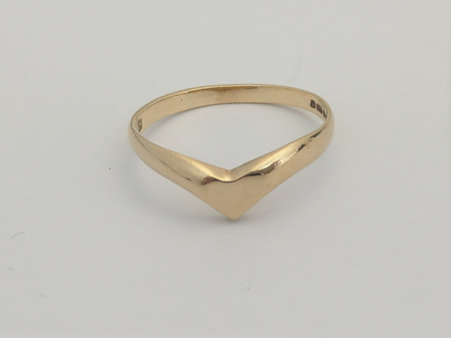Delicate 9ct Gold wishbone-heart signet band ring by DJ Hill
