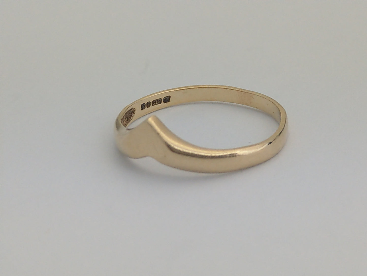 Delicate 9ct Gold wishbone-heart signet band ring by DJ Hill