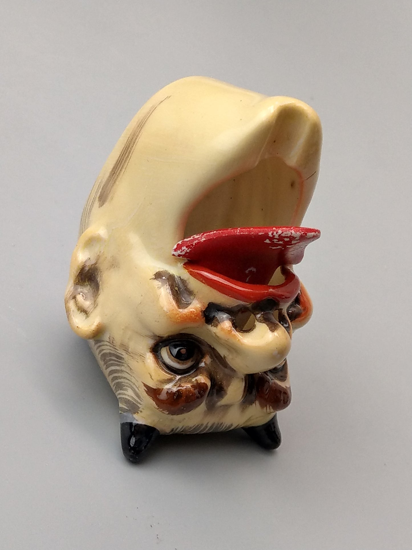 Smoking Head Devil with Nodding Tongue Japanese Novelty Ashtray, c. 1940, T.T. Patent