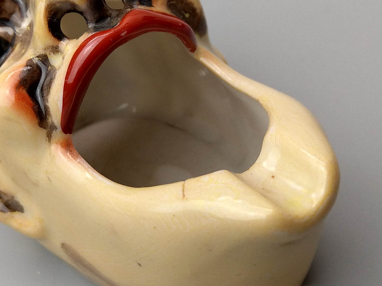 Smoking Head Devil with Nodding Tongue Japanese Novelty Ashtray, c. 1940, T.T. Patent