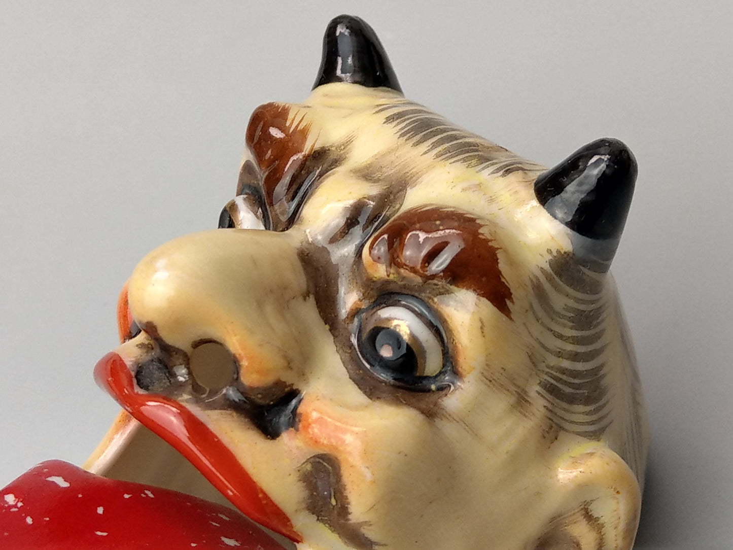Smoking Head Devil with Nodding Tongue Japanese Novelty Ashtray, c. 1940, T.T. Patent
