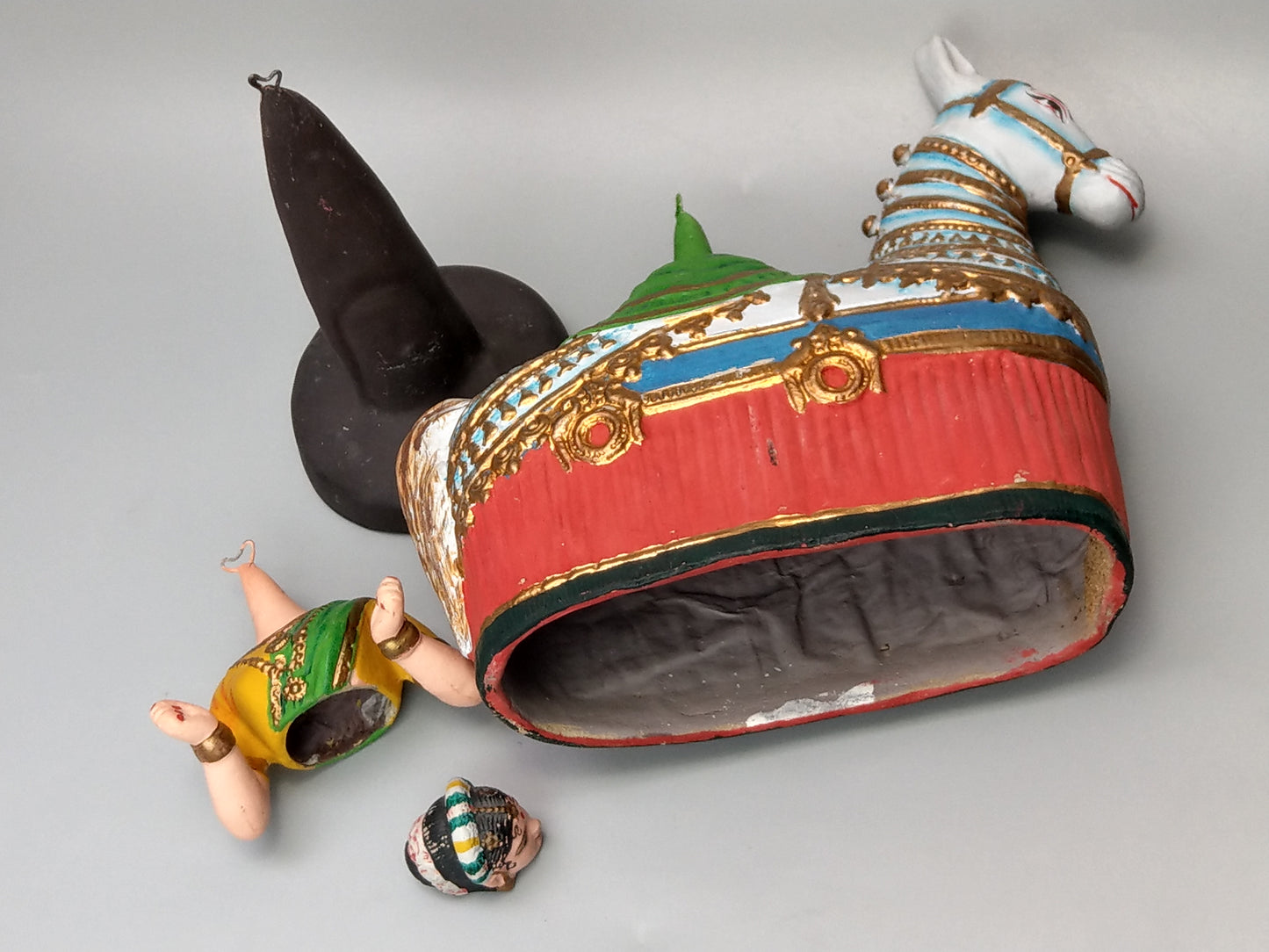 Idia Manipuri Folk Art Papier-Mâché Girl on Horseback Nodding Figure Dancing Queen