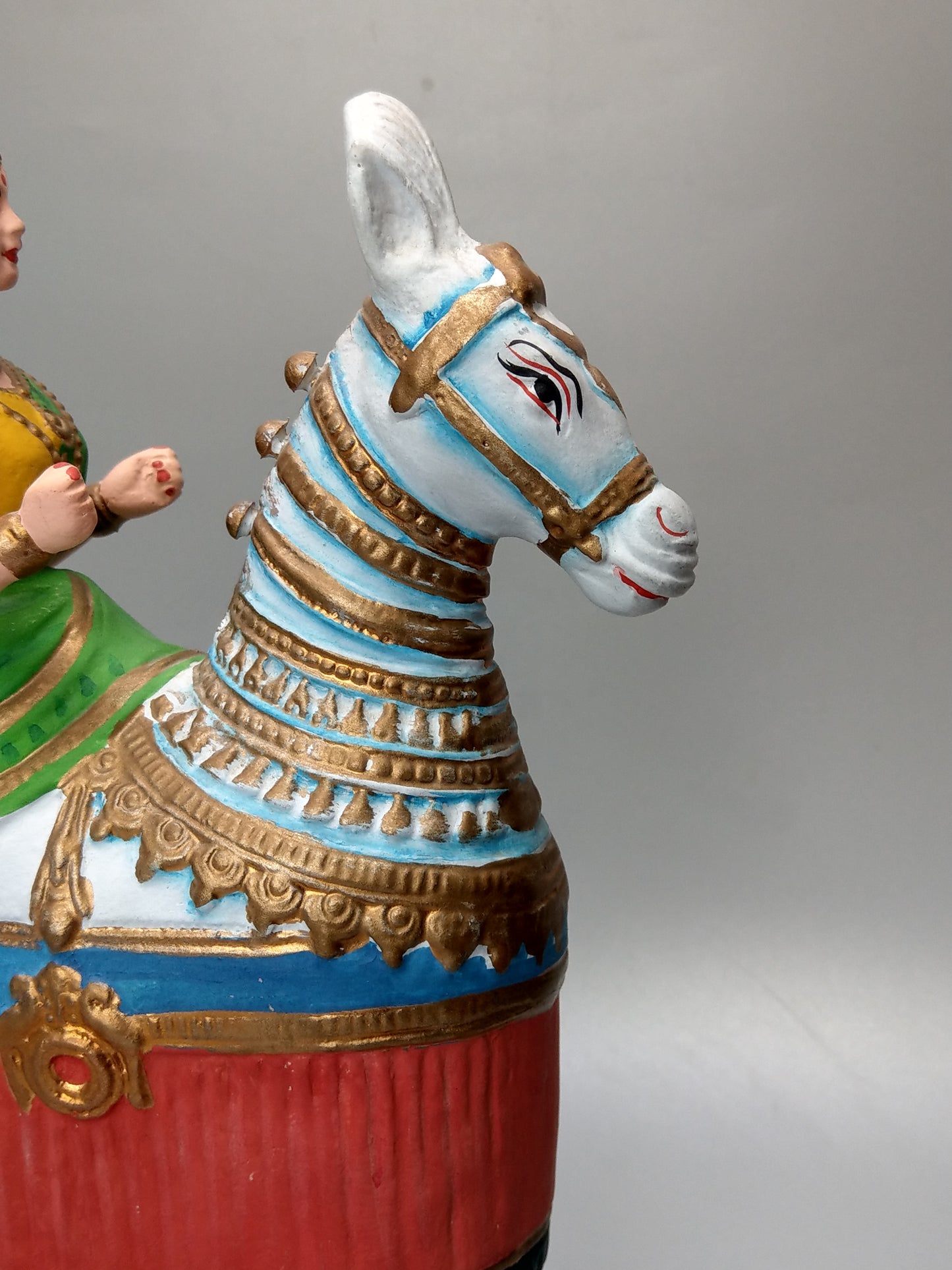 Idia Manipuri Folk Art Papier-Mâché Girl on Horseback Nodding Figure Dancing Queen