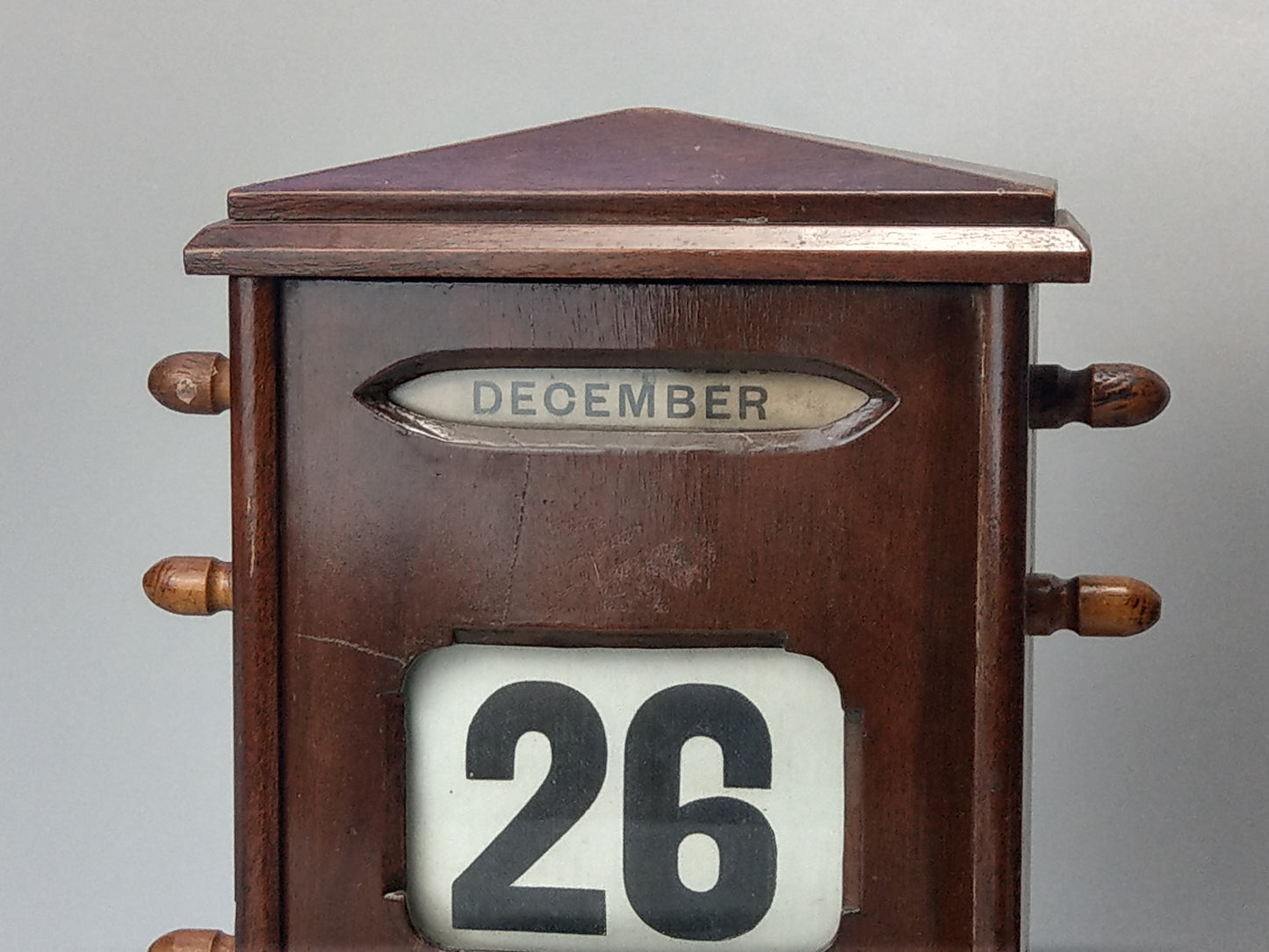 Antique Large Mahogany Perpetual Desk Calendar