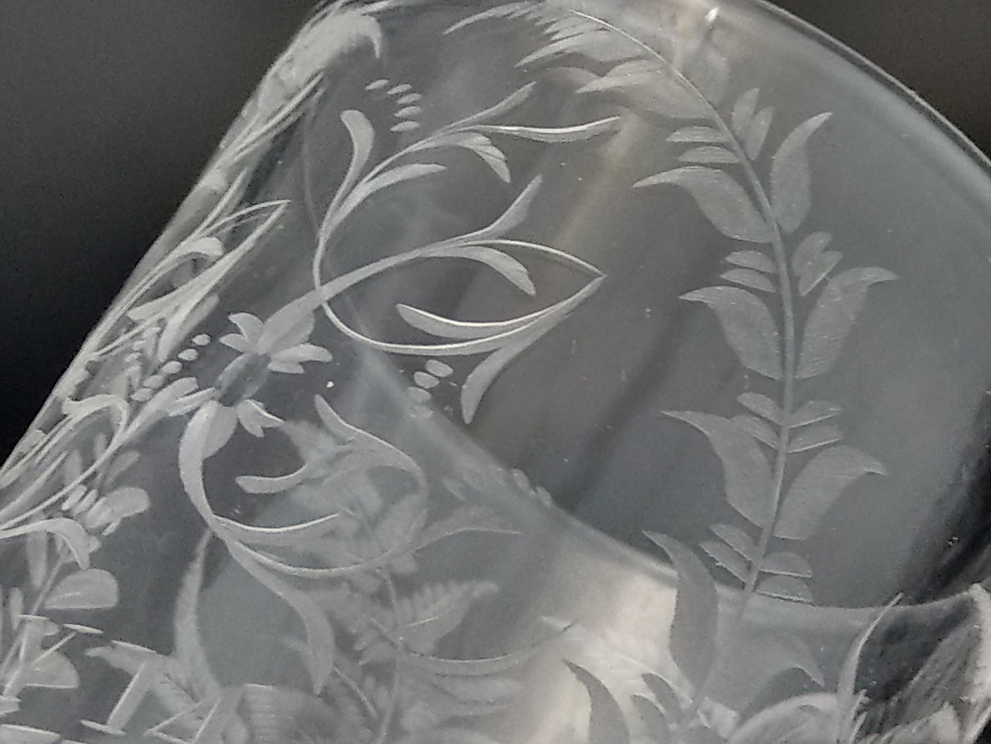 Victorian etched glasses beaker with floral pattern dated May 14 1882