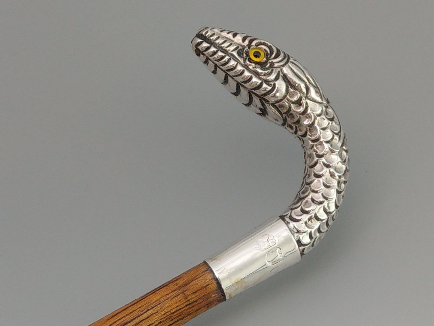 Lady's Decorative Antique Walking Stick with Silver Snake Handle by Charles Boyton & Son